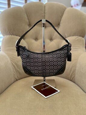 VTG Auth COACH Iconic Soho 6351 MINI Jacquard Canvas Hobo Y2K Baguette Bag